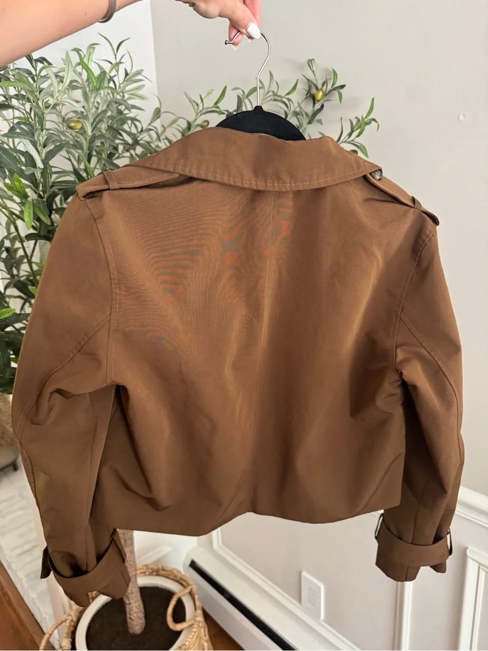 House of Harlow 1960 Cropped Double-Breasted Trench Coat - Brown - Picture 2 of 6